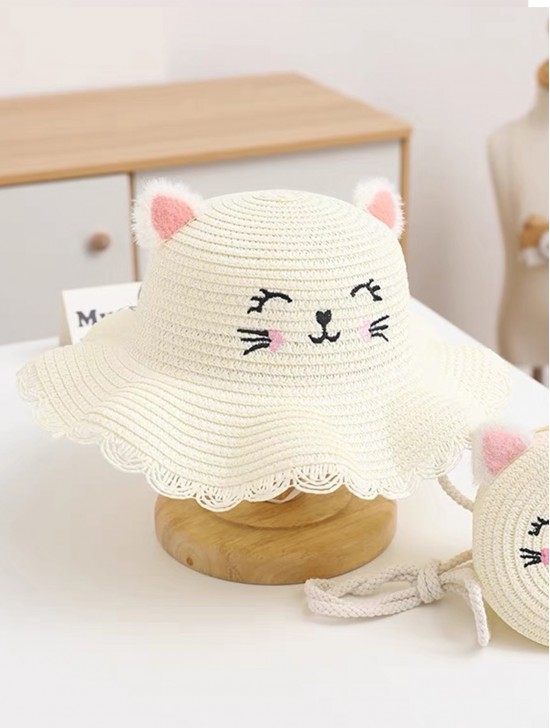 Kids Crochet Mini Sunhat W/ Cat Ears